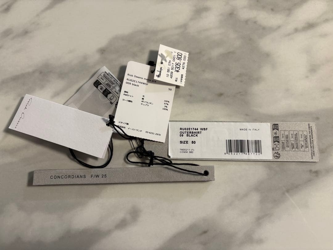 未使用☆付属品完備 アウターシャツ メルトン生地 ブラック / SIZE:50