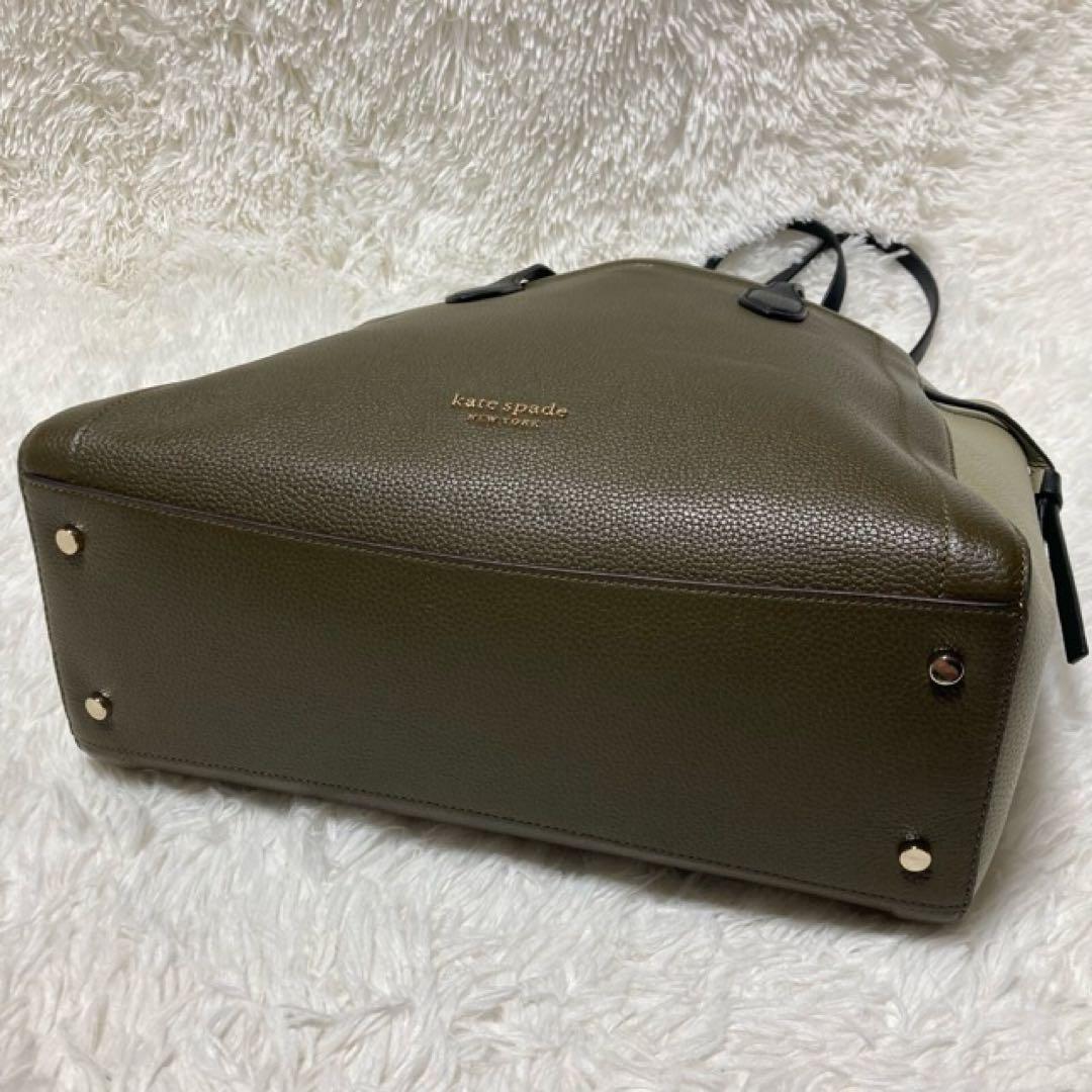 極美品Kate spade大容量A4OKノットラージバッグ　カーキxグレージュ