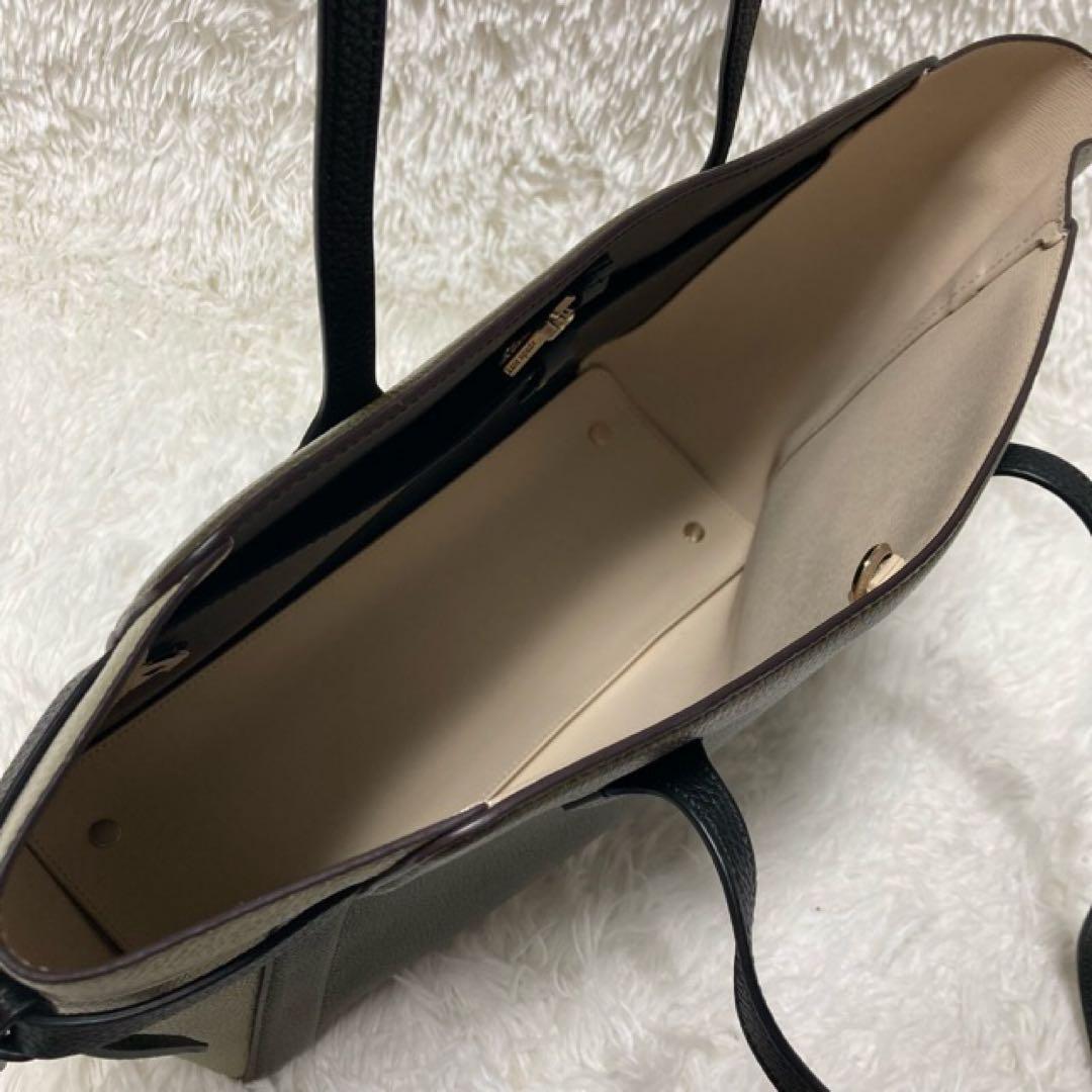 極美品Kate spade大容量A4OKノットラージバッグ　カーキxグレージュ