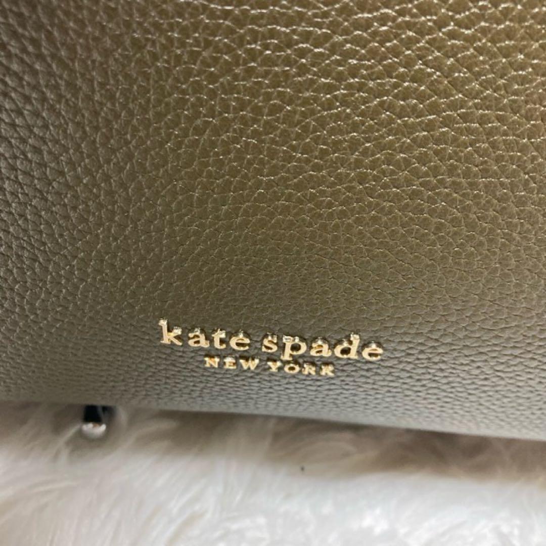 極美品Kate spade大容量A4OKノットラージバッグ　カーキxグレージュ