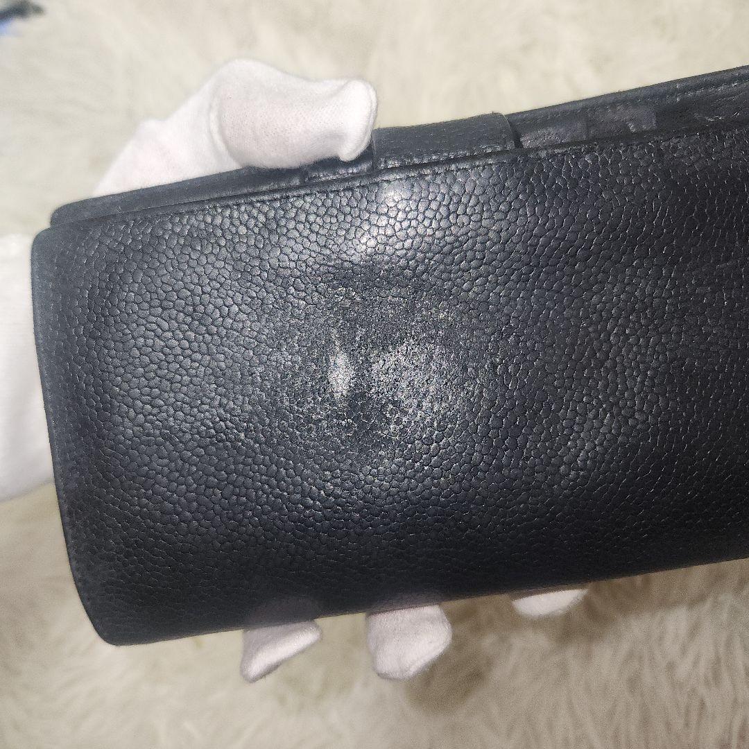 CHANEL シャネル キャビアスキン がま口　長財布　黒