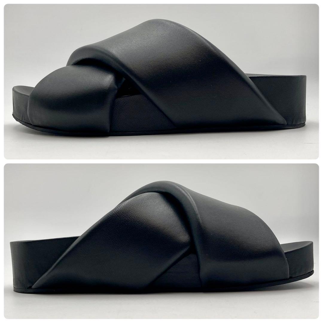 se✨ JIL SANDER クロスストラップサンダル 黒 レザー 37