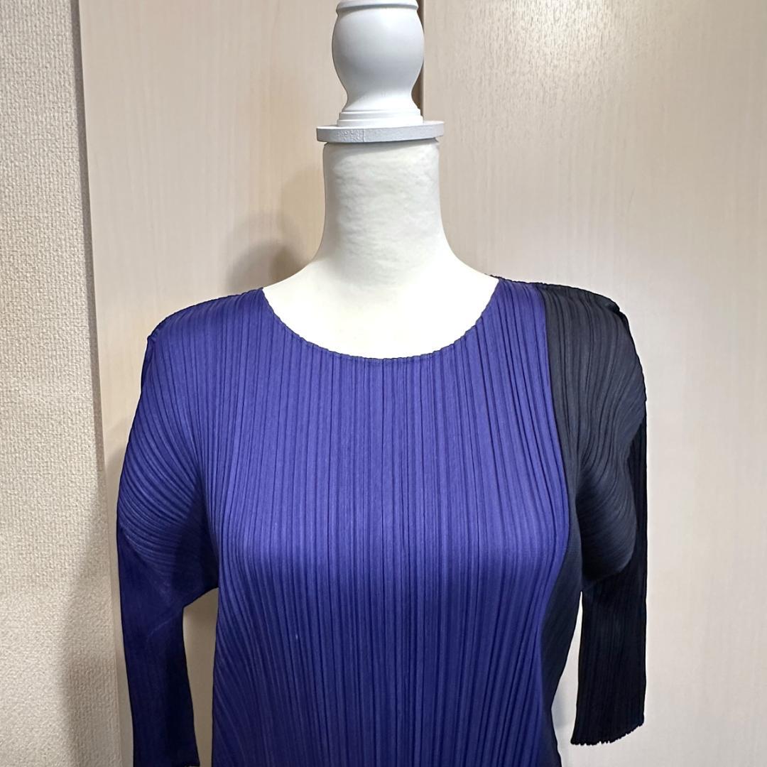 ミッコロバイカラープリーツワンピース（紫・黒）