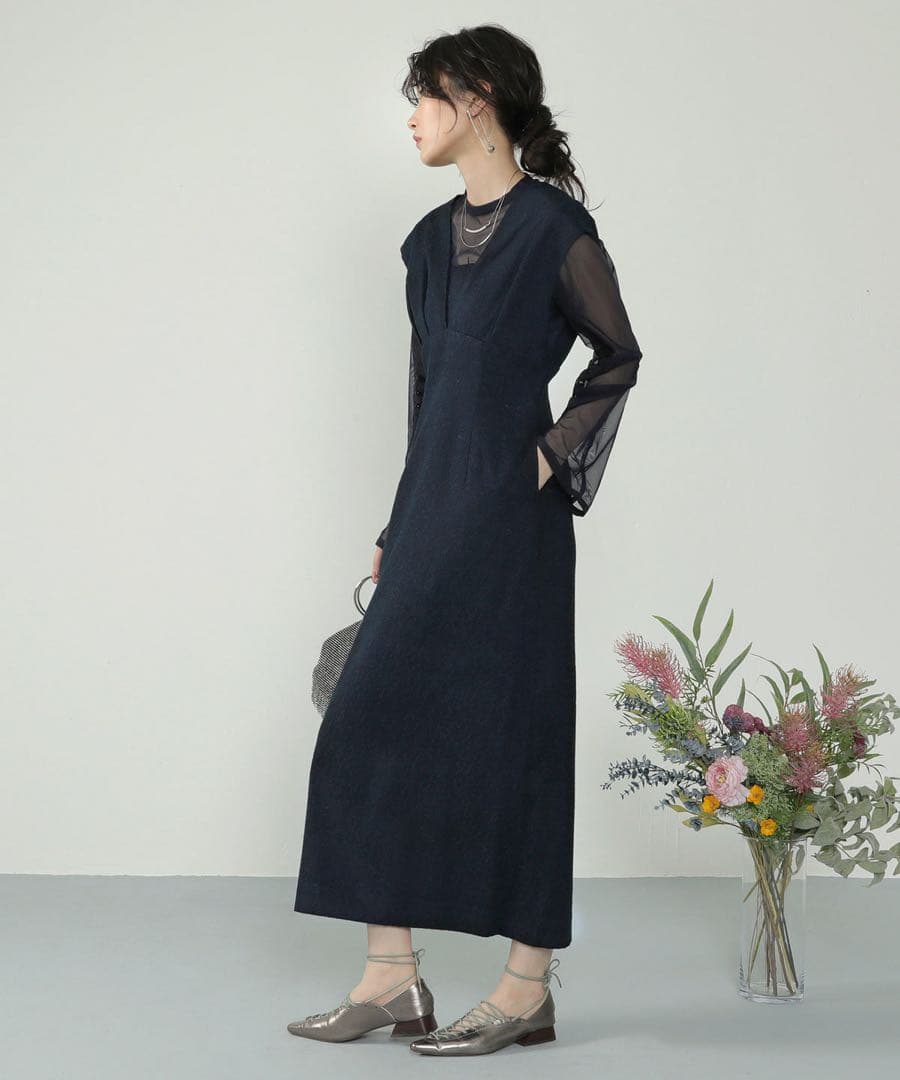 kana 【美品】ジャガード ワンピース チュール トップス 2点セット S