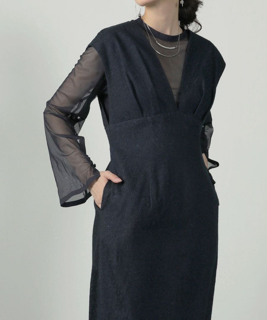 kana 【美品】ジャガード ワンピース チュール トップス 2点セット S