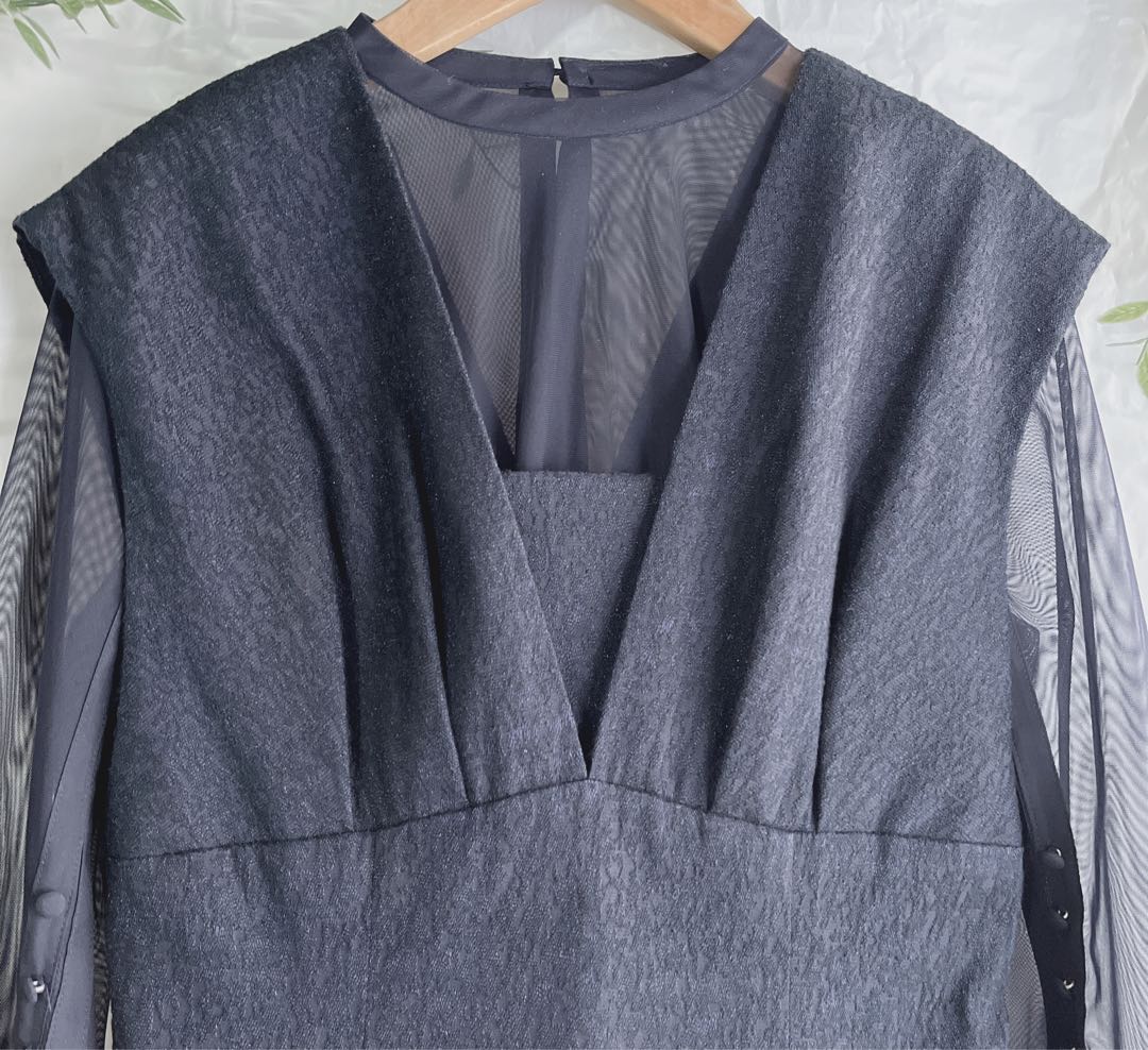 kana 【美品】ジャガード ワンピース チュール トップス 2点セット S