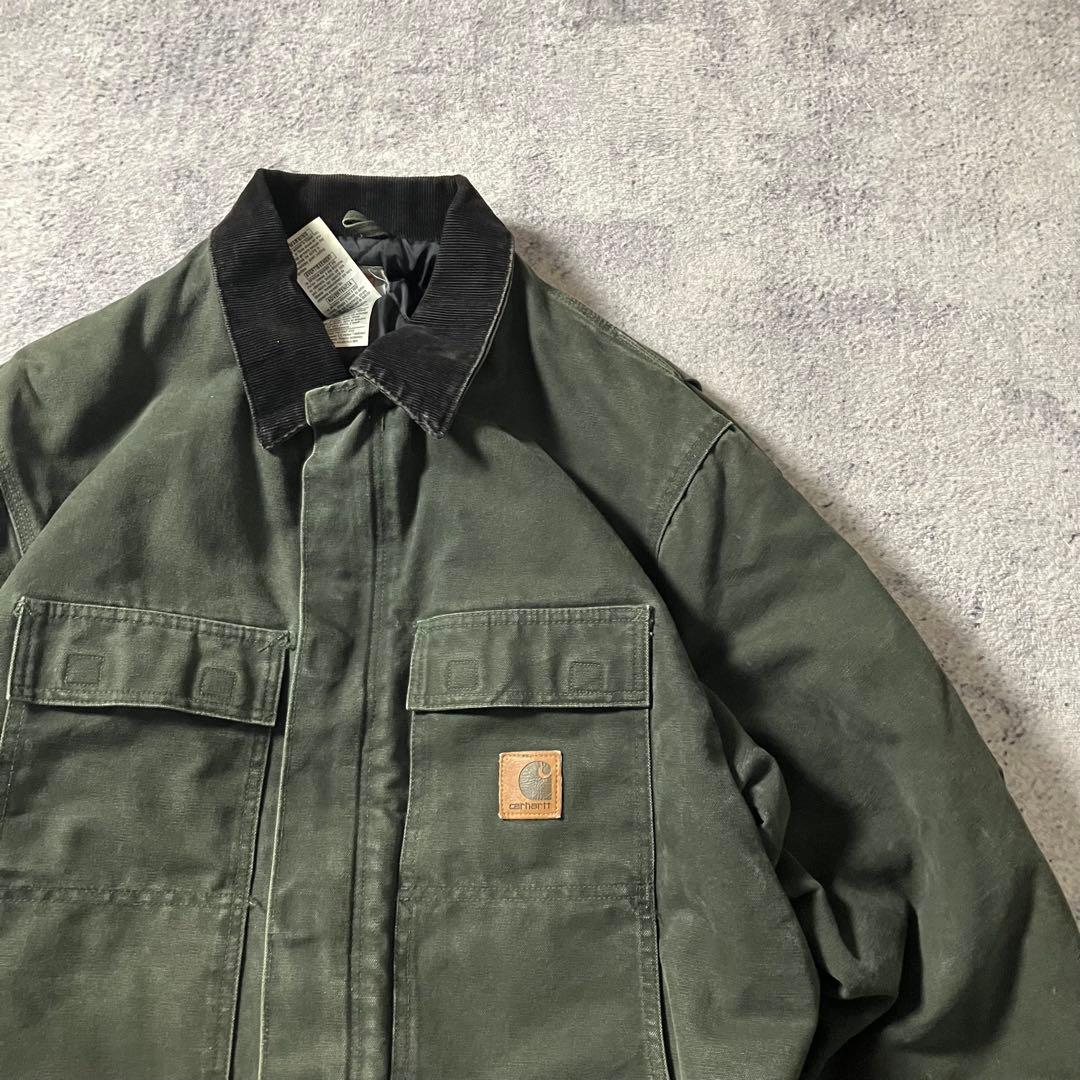 Carharttカーハート00sトラディショナルジャケットダック地裏モスグリーン