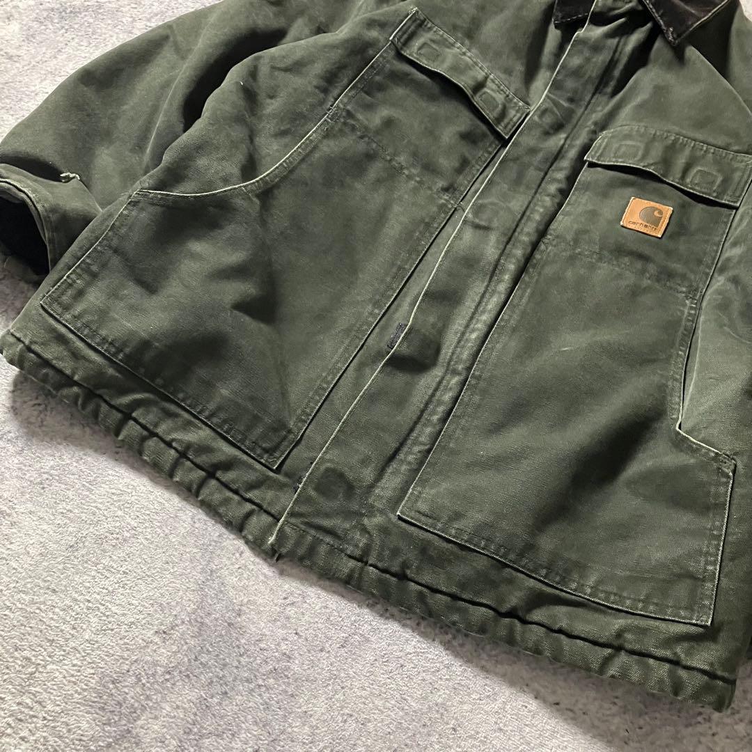 Carharttカーハート00sトラディショナルジャケットダック地裏モスグリーン