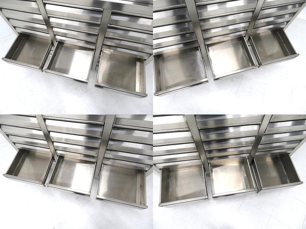 ステンレス　モダン　収納　キャビネット　ドロアー　工具箱　サイドボード