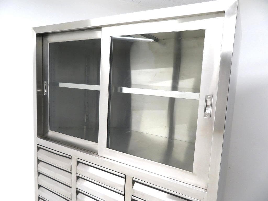 ステンレス　モダン　収納　キャビネット　ドロアー　工具箱　サイドボード