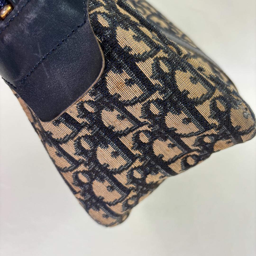 クリスチャン・ディオール トロッター キャンバス ハンドバッグ ネイビー