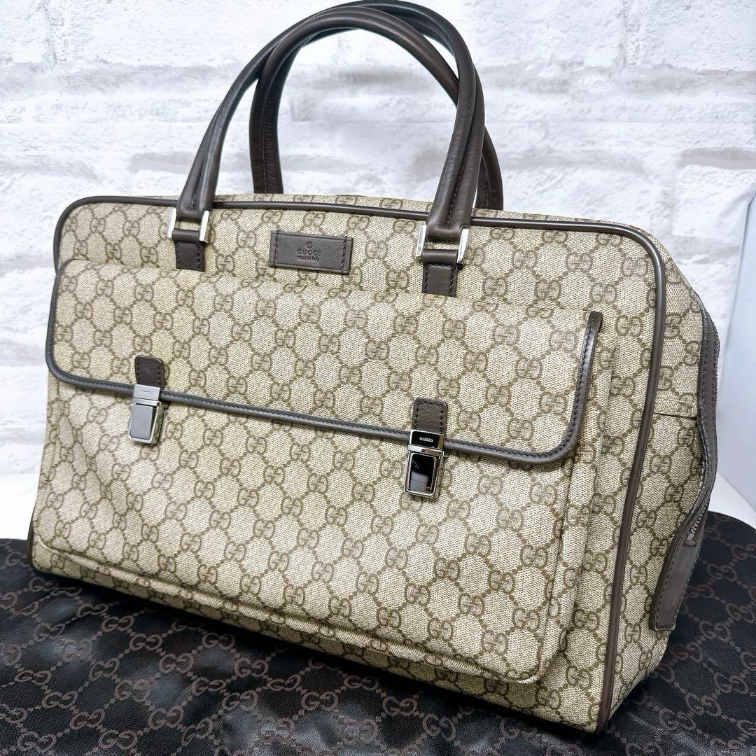 GUCCI グッチ　ハンドバッグ ビジネスバッグ ロゴ GGスプリーム　PVC