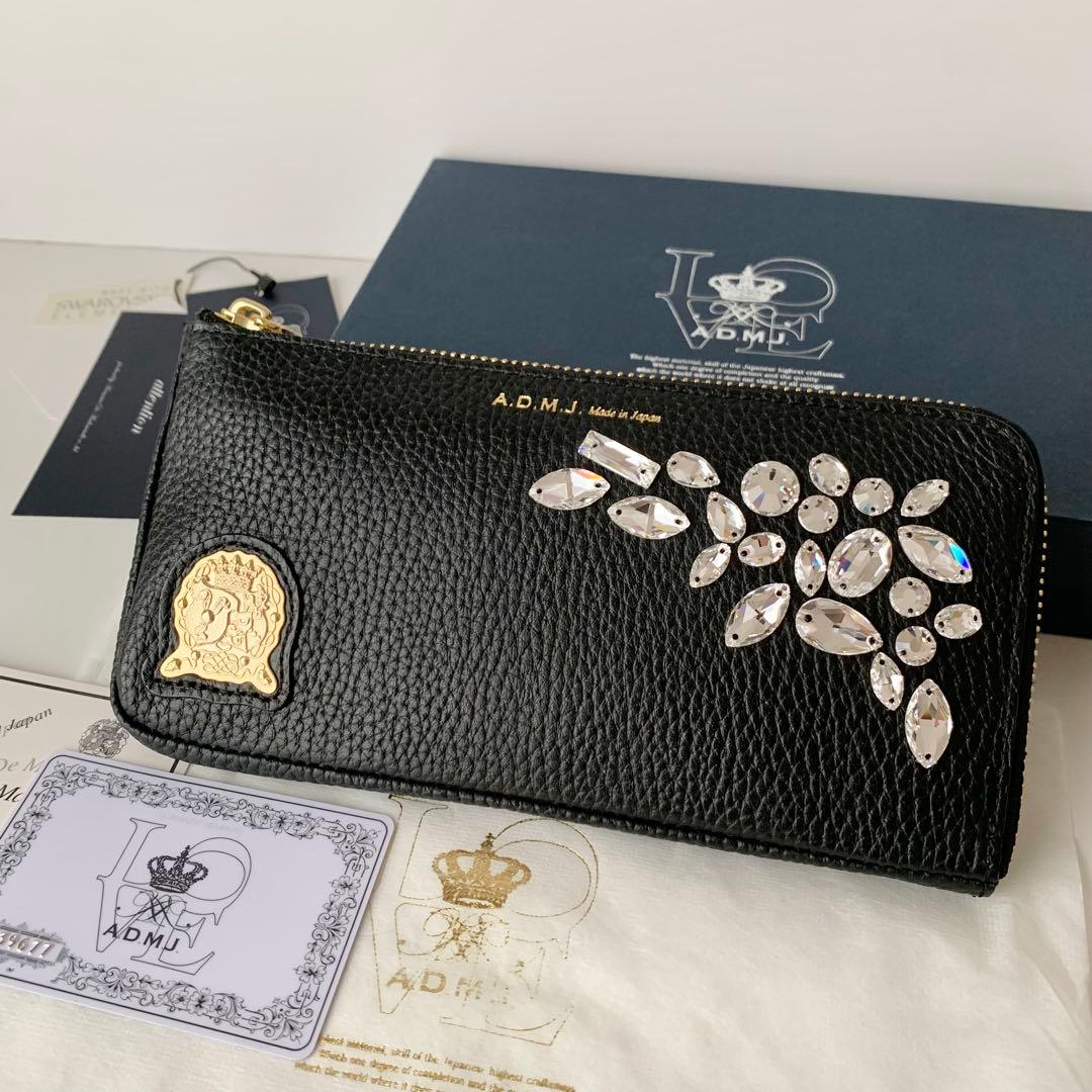 【A.D.M.J.】ADMJ L字ファスナー　ウォレット　スワロフスキー　新品