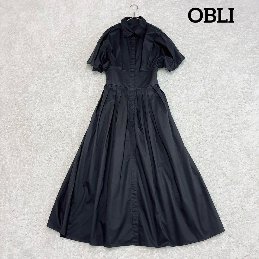美品✨オブリ シャツワンピース ドルマンスリーブ コットン ブラック 0