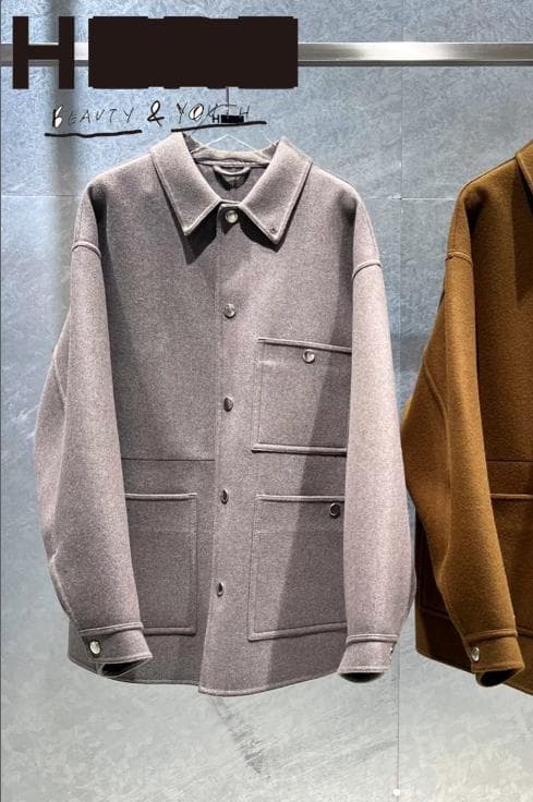 H BEAUTY&YOUTHウールカシミヤメルトンカバーオール ベージュOVY