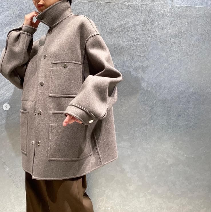 H BEAUTY&YOUTHウールカシミヤメルトンカバーオール ベージュOVY