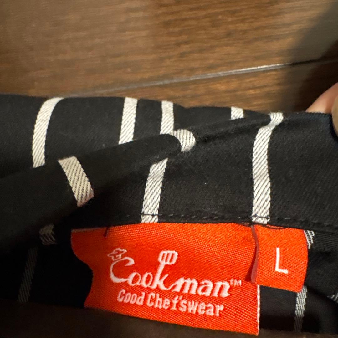 【美品】Cookman クックマン セットアップ ストライプ Lブラック 黒