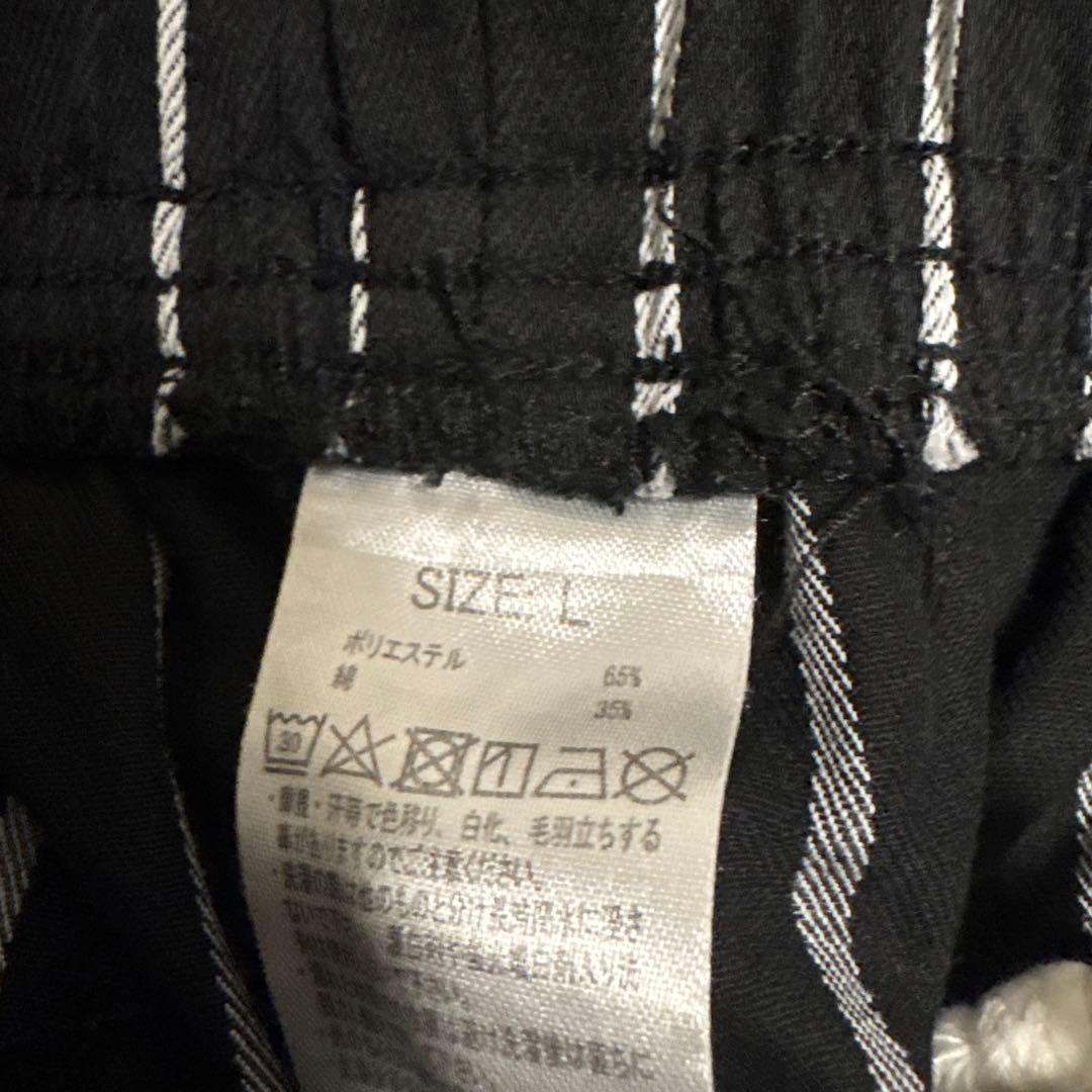 【美品】Cookman クックマン セットアップ ストライプ Lブラック 黒