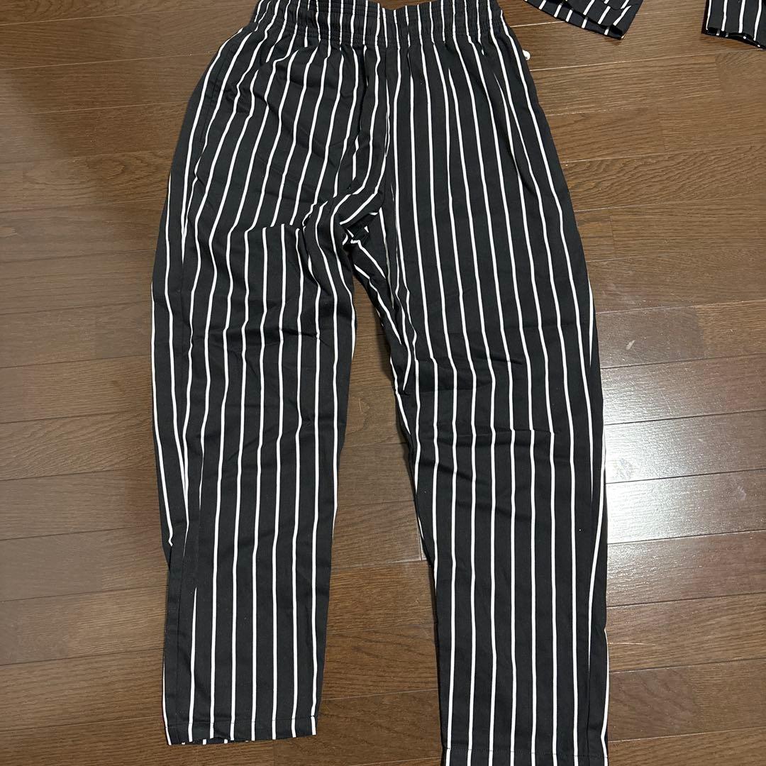 【美品】Cookman クックマン セットアップ ストライプ Lブラック 黒