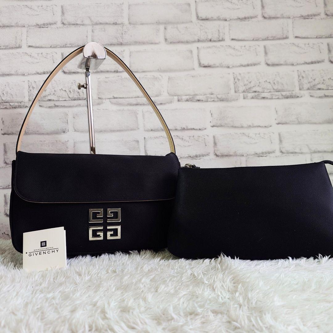 美品 ジバンシィ ポーチ付き ショルダーバッグ 4Gロゴ ブラック ワンショル