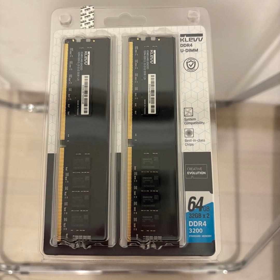 KLEVV PC4-25600 DDR4 3200 32GB x 2枚 64GB