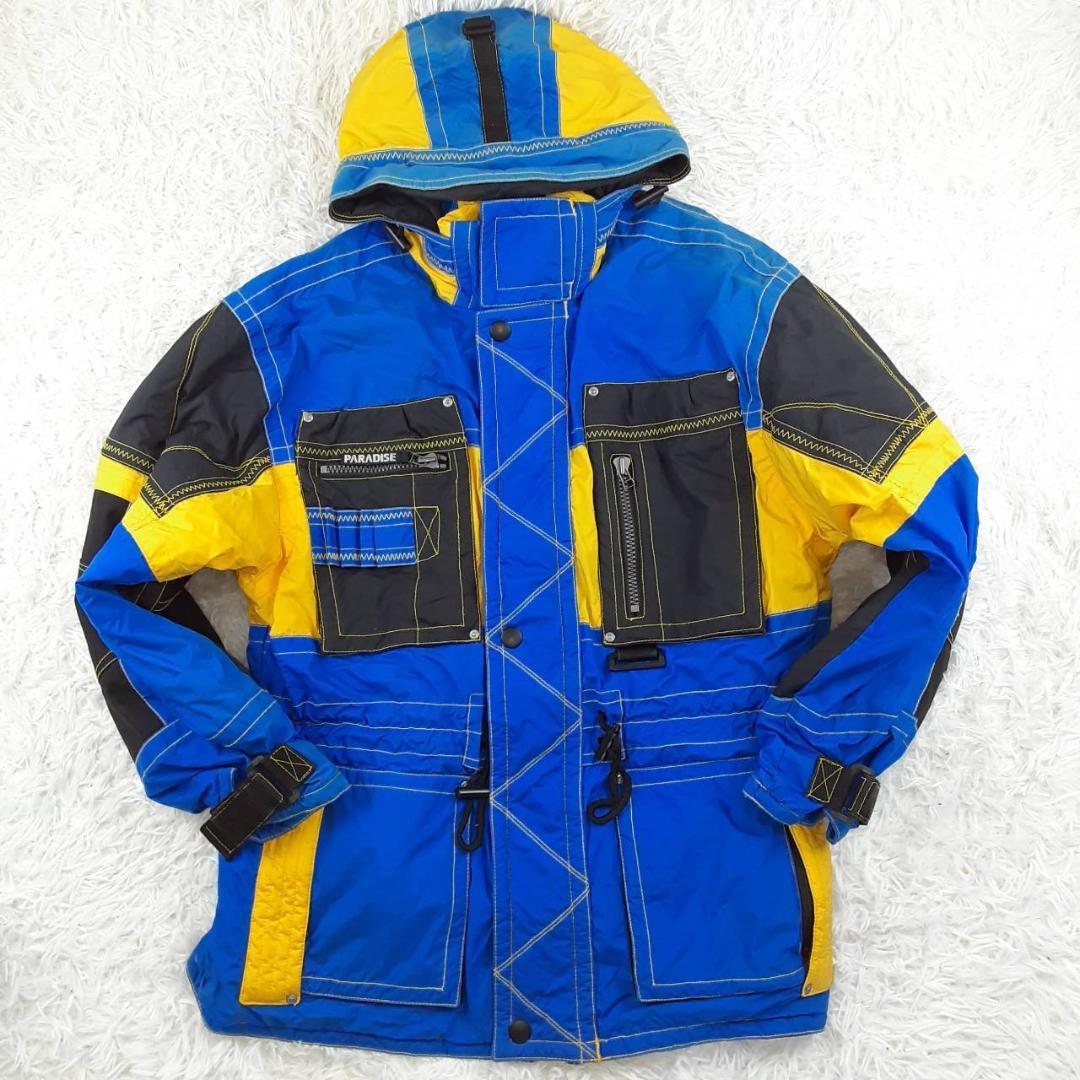 美品◎PARADISE パラダイス スキーウェアセットアップ ブルー 90s