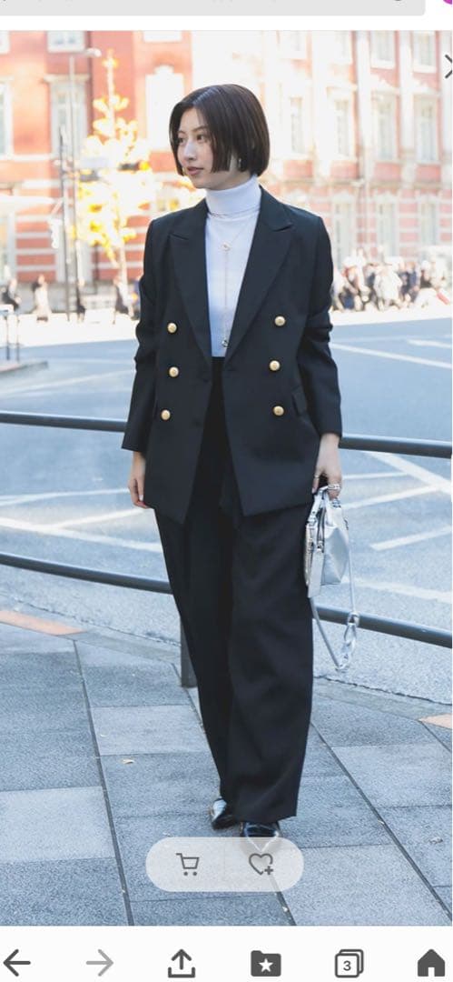 美品 Demi-Luxe BEAMS ドライギャバジャケット 36ネイビー