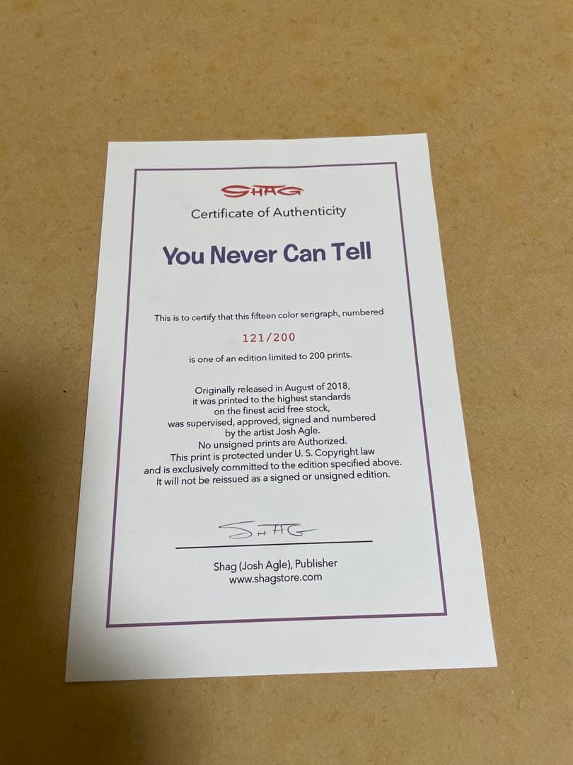 SHAG シルクスクリーン　pulp fiction パルプフィクション