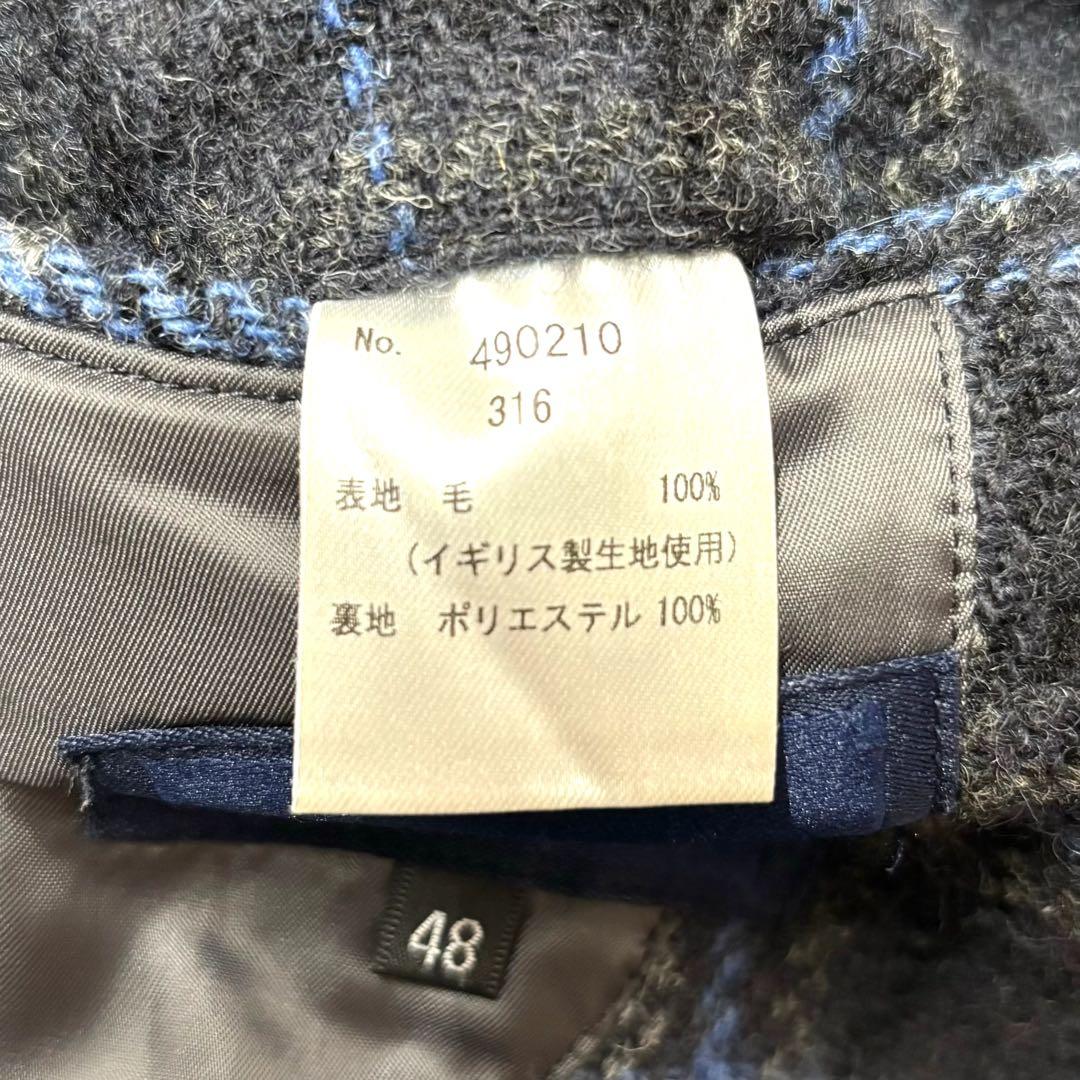 ジーステージ ハリスツイード テーラードジャケット ブートニエール チェック48