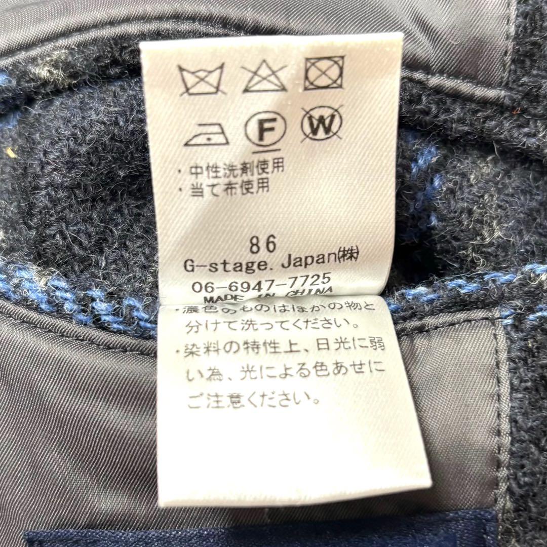 ジーステージ ハリスツイード テーラードジャケット ブートニエール チェック48