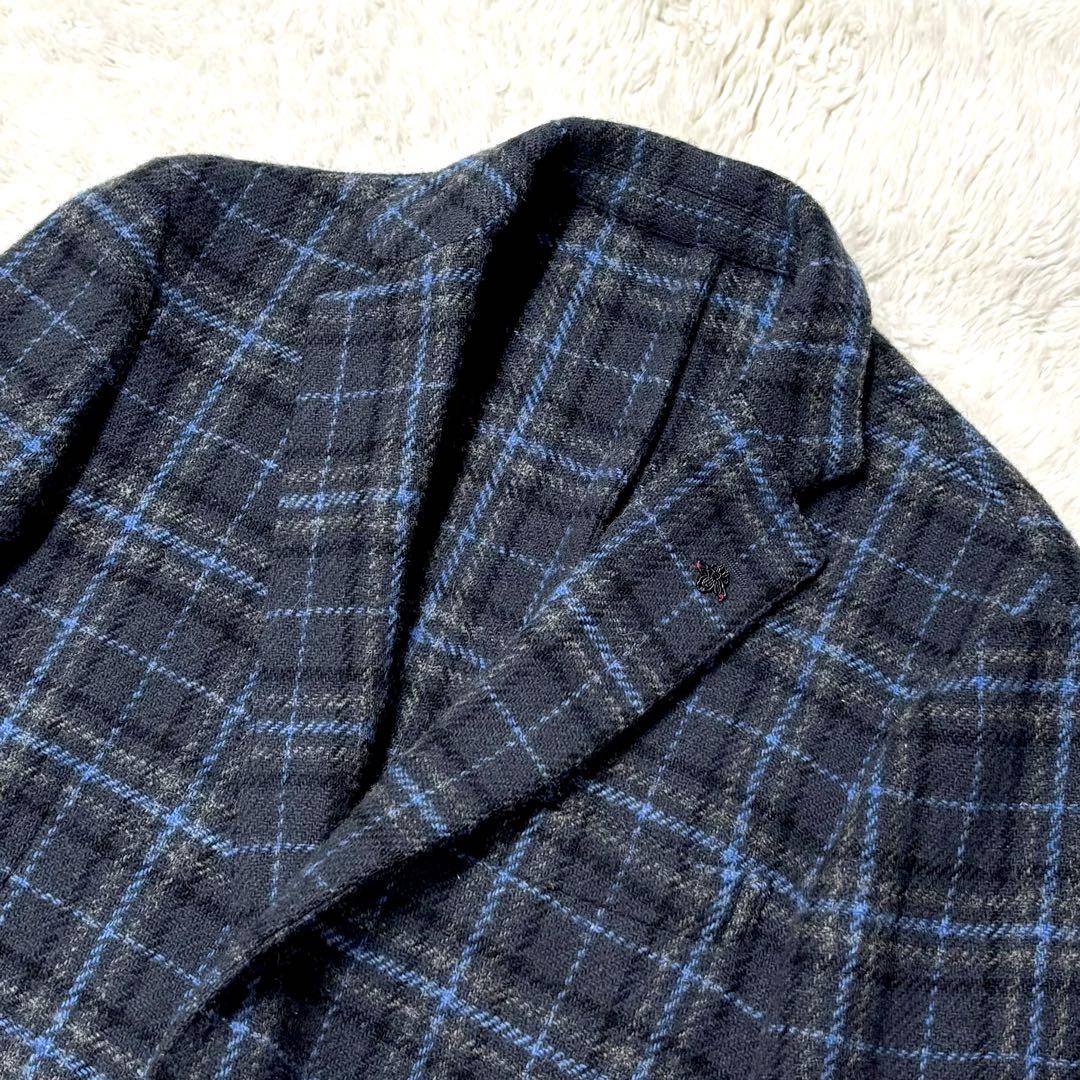 ジーステージ ハリスツイード テーラードジャケット ブートニエール チェック48