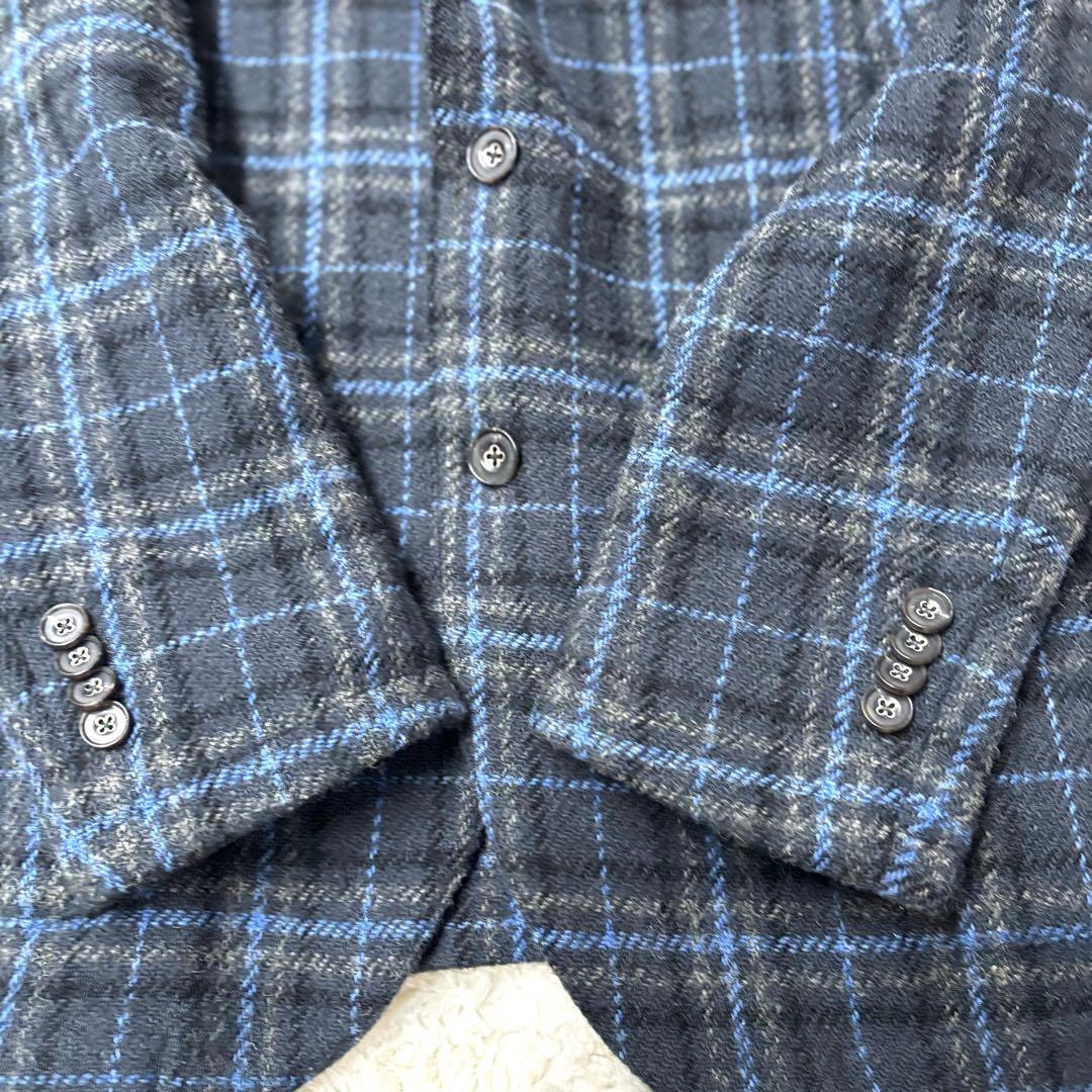 ジーステージ ハリスツイード テーラードジャケット ブートニエール チェック48