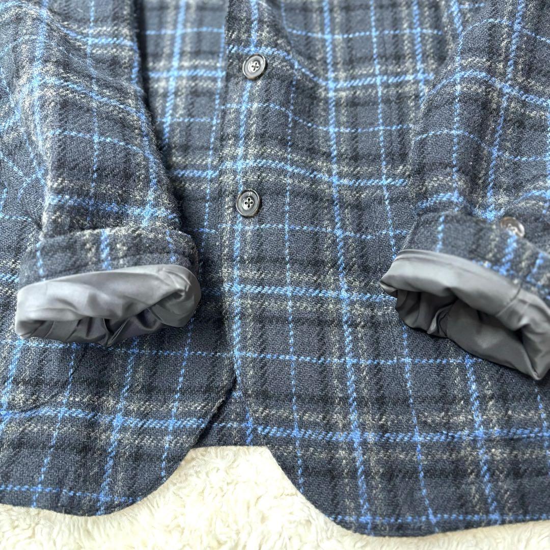 ジーステージ ハリスツイード テーラードジャケット ブートニエール チェック48
