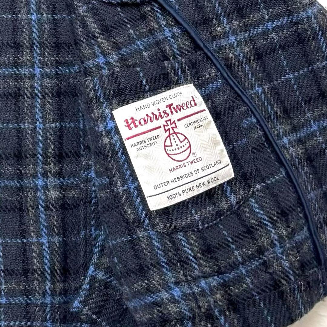 ジーステージ ハリスツイード テーラードジャケット ブートニエール チェック48