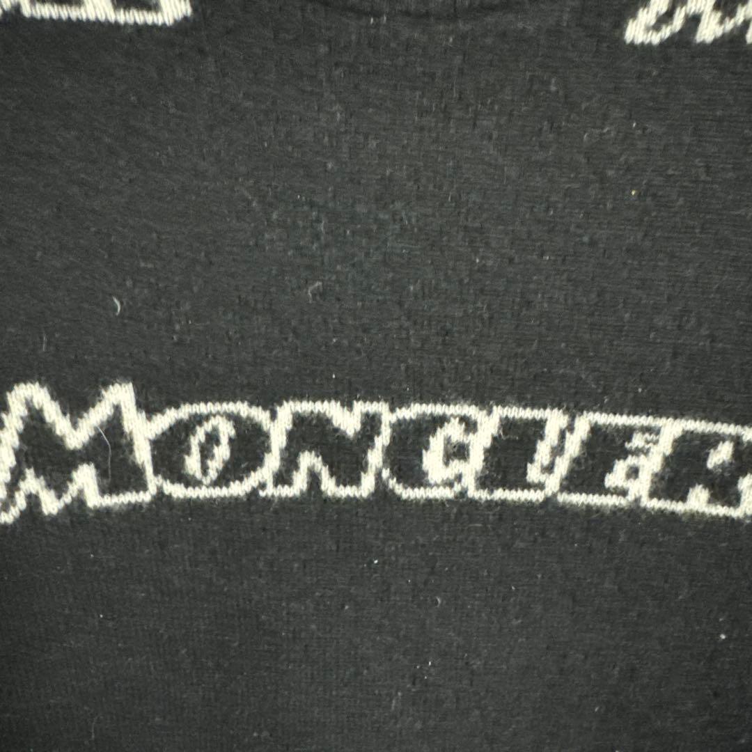 【人気】MONCLER ブラック ニットセーター ロゴ入り　黒　mサイズ