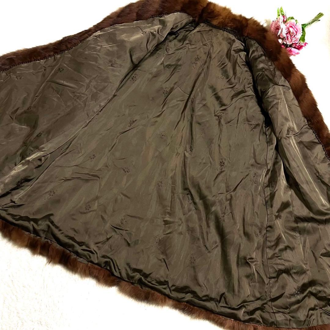 【極美品】 セーブルファー 本毛皮 ロングコート サイズM相当 ボリューム◎