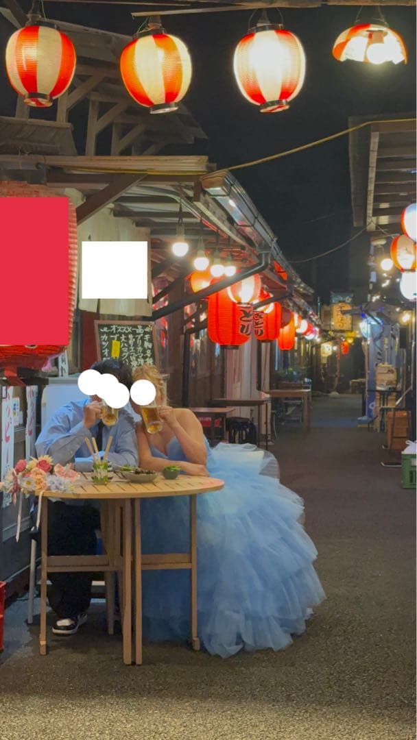 水色 カラードレス Mサイズ チュール 結婚式 前撮り 157cm着用