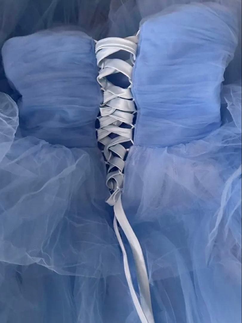 水色 カラードレス Mサイズ チュール 結婚式 前撮り 157cm着用