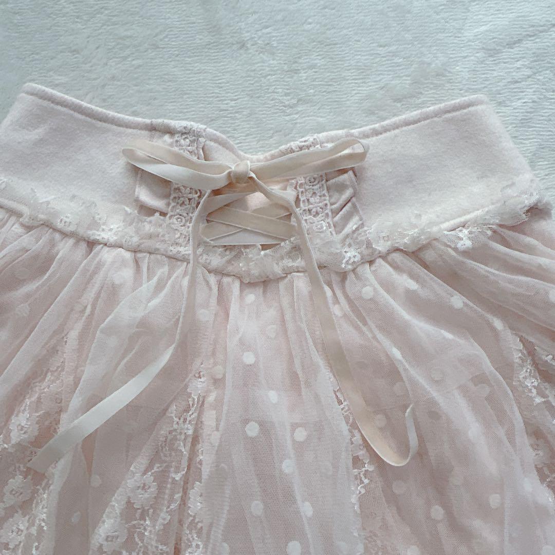 リズリサ　編み上げ　チュール　ドット　スカート　ミニスカート　平成　y2k