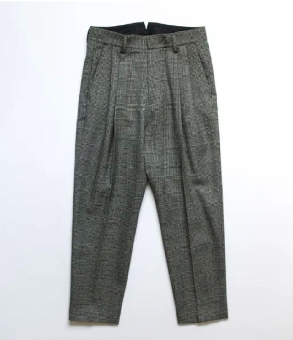 パンツ stein GLEN CHECK TWO TUCK WIDE TROUSERS
