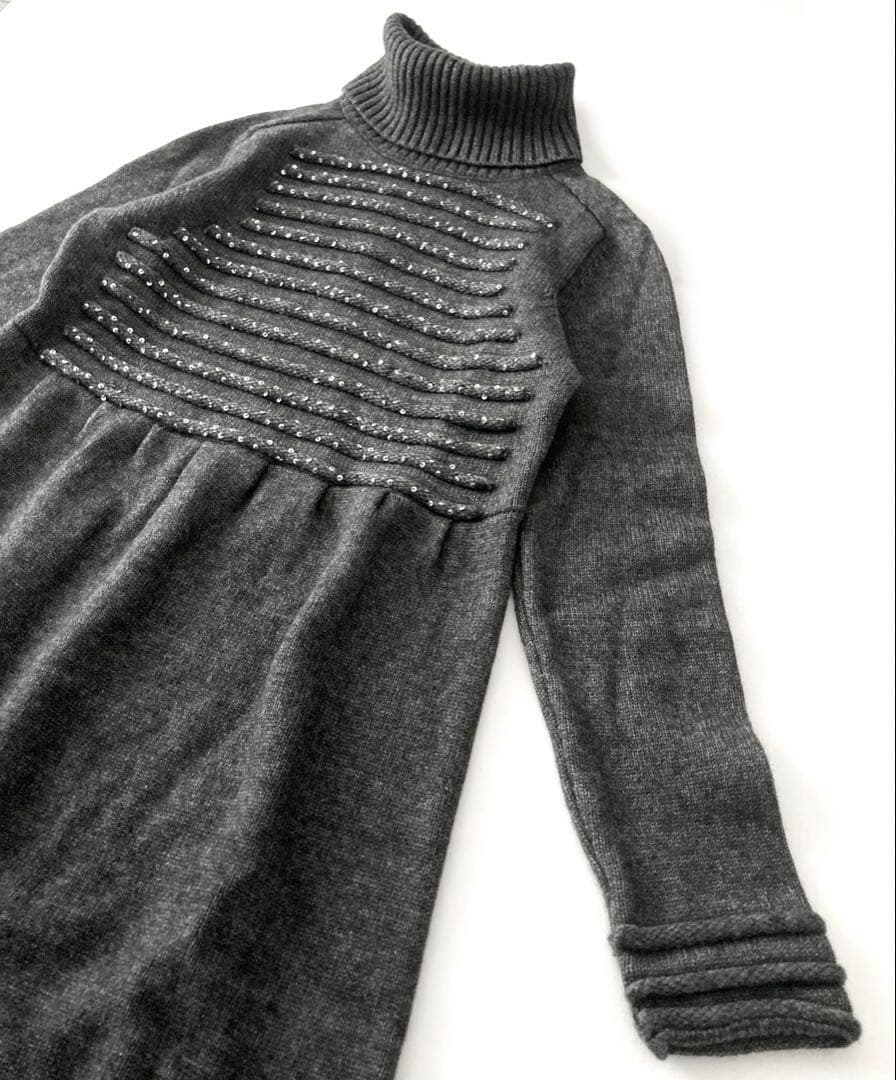 美品★スーパービューティー ニット ワンピース スパンコール ビジュー　カシミヤ