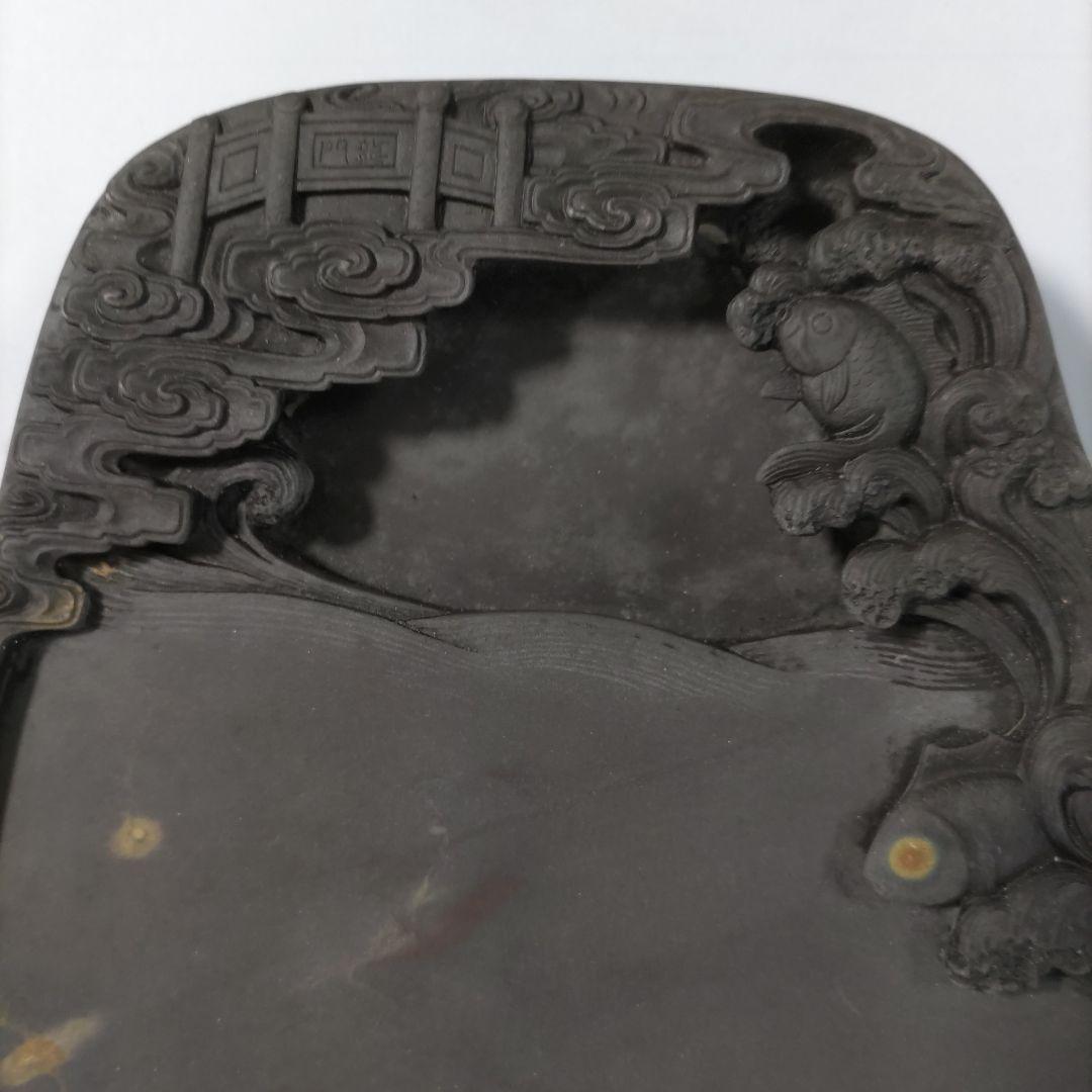 彫刻付き黒色端渓硯箱