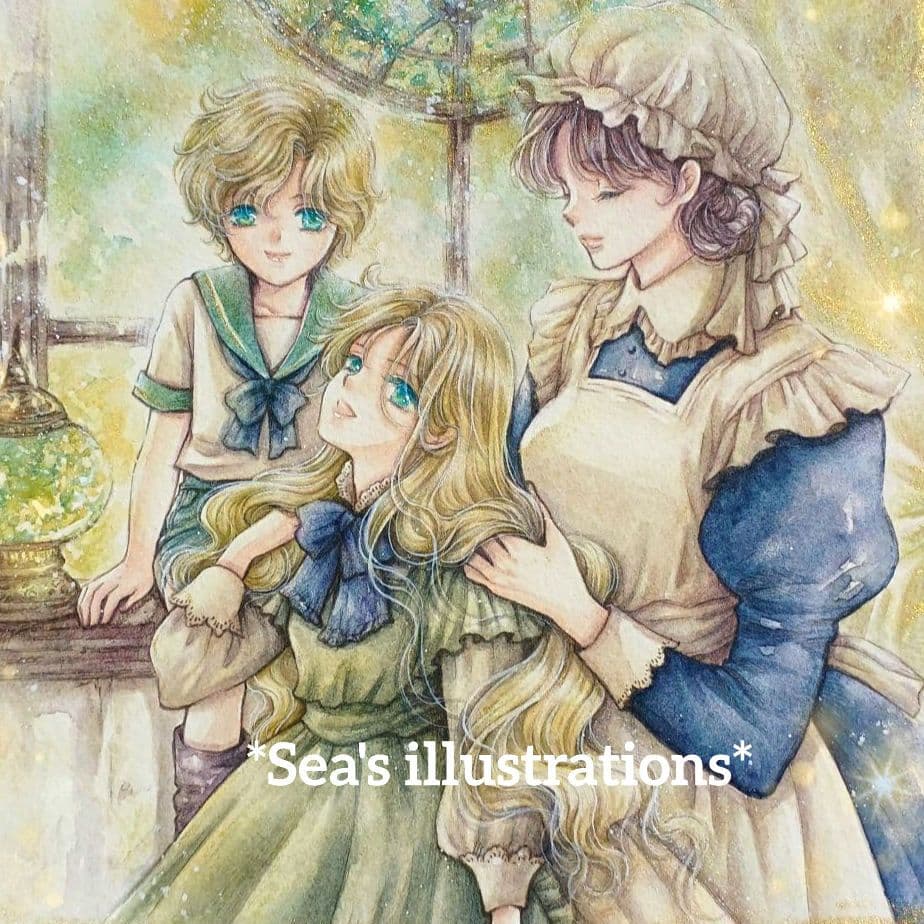 ◇金色の窓辺◇手描きイラスト