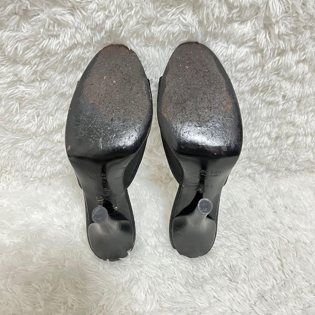 【美品】グッチ パンプス ミュールサンダル GG柄 オープントゥ ピンヒール