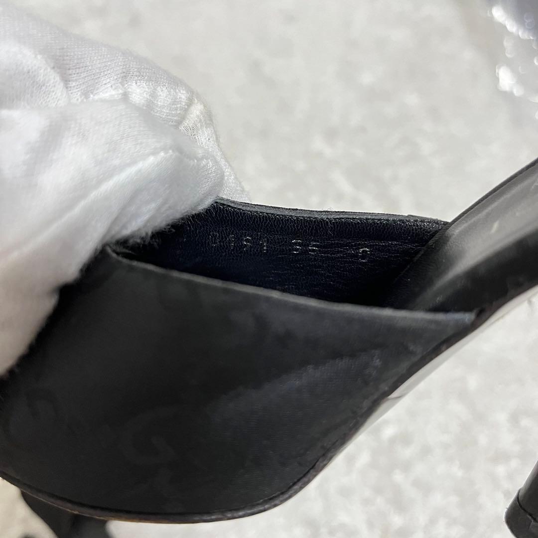 【美品】グッチ パンプス ミュールサンダル GG柄 オープントゥ ピンヒール