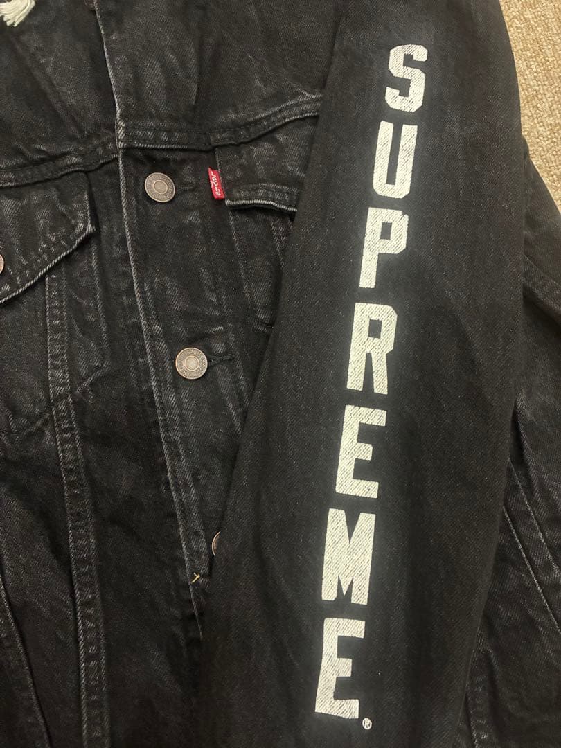 LEVIS × SUPREME フード付きブラックデニムジャケット