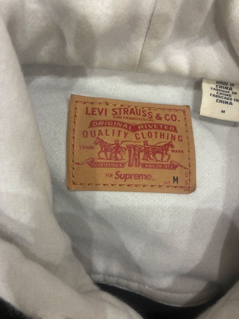 LEVIS × SUPREME フード付きブラックデニムジャケット