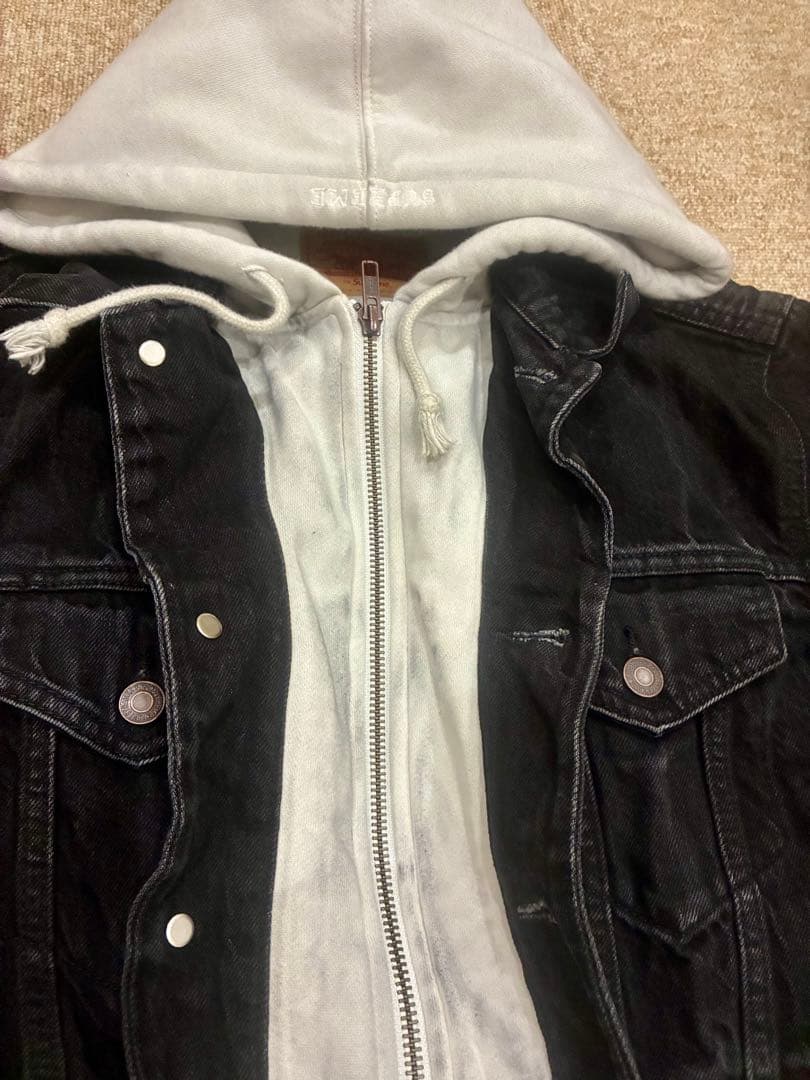 LEVIS × SUPREME フード付きブラックデニムジャケット