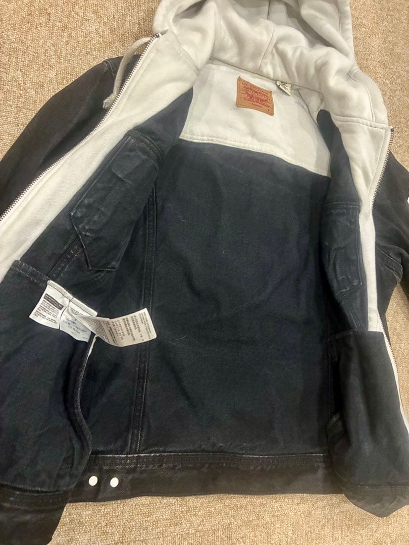 LEVIS × SUPREME フード付きブラックデニムジャケット