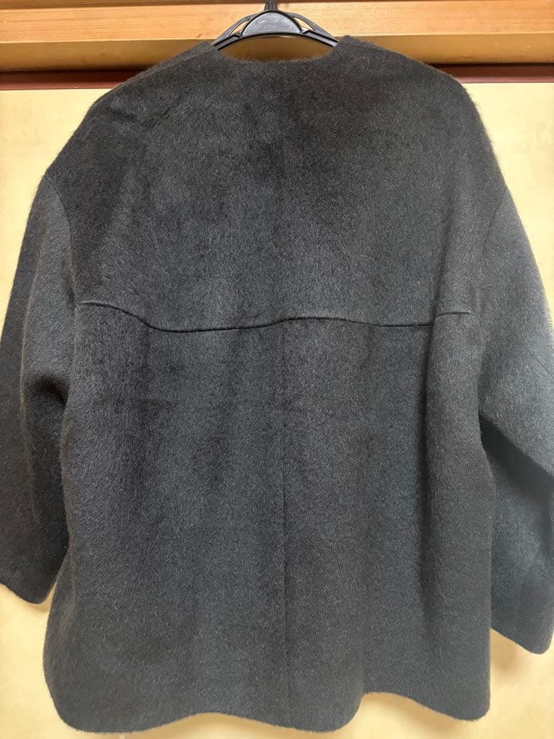 新品未使用　マルティニーク　定番　ノーカラーコート シャギー　グレー